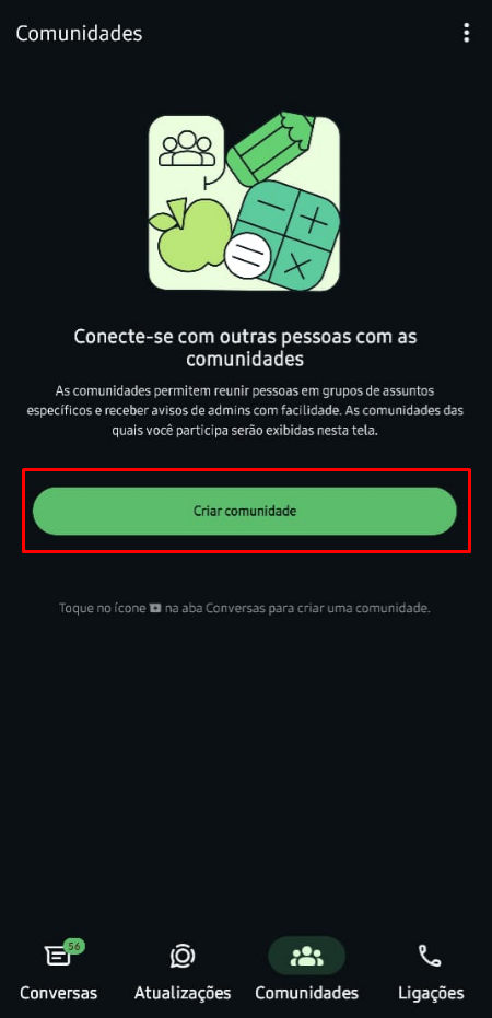 Botão Criar comunidade