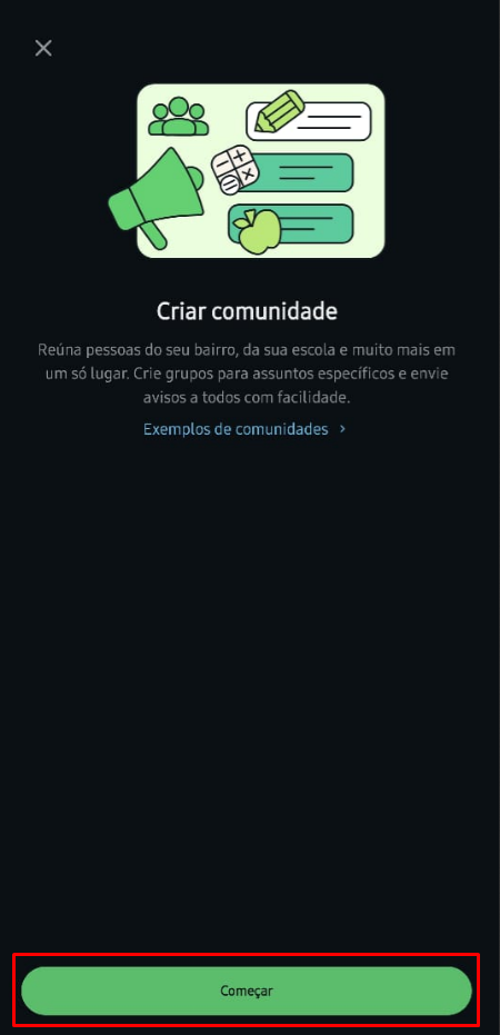 Botão Começar
